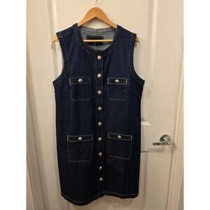 Ann Taylor Denim Sheath Dress with gold Buttons